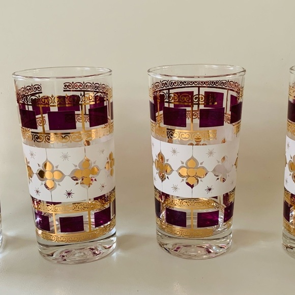 Gold Mid century  Gold and Purple glasses of 4 - Picture 2 of 9
